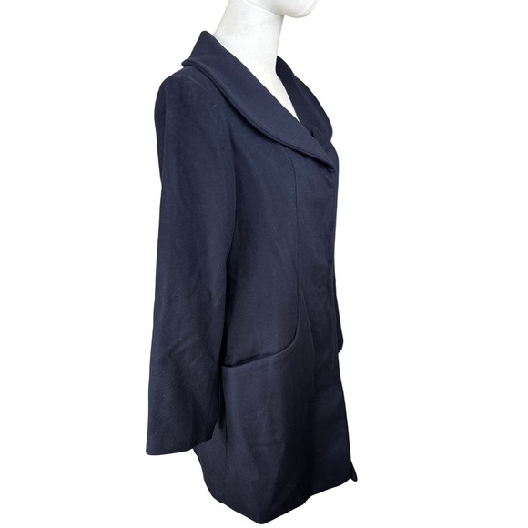 Quince NWT SZ MED Women's‎ Navy Blue Wool Blend Coat with Shawl Collar Size M - Picture 5 of 14